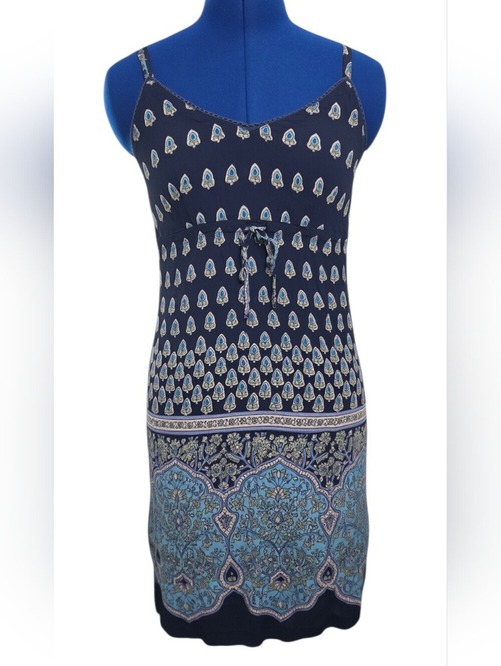 Angie Navy Floral Paisley Print Dress